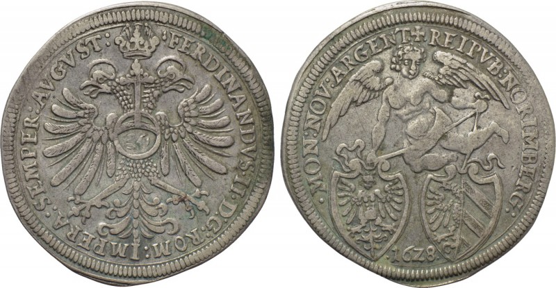 GERMANY. Nürnberg. Ferdinand II (Emperor, 1619-1637). 1/2 Guldentaler (1628). 
...