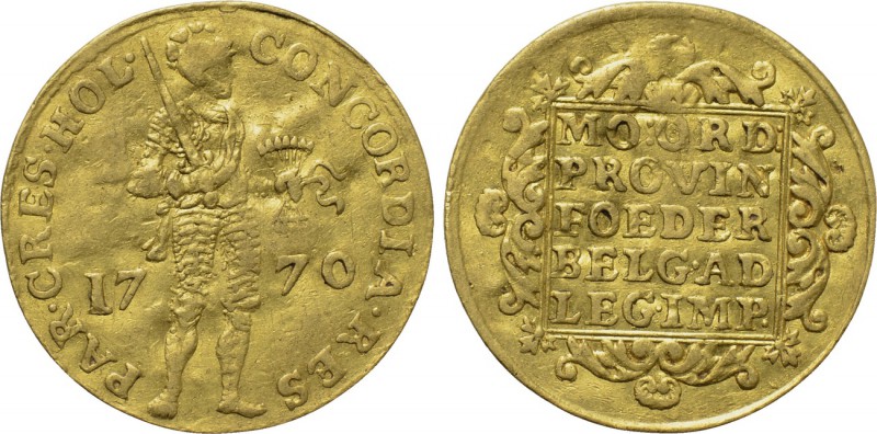 NETHERLANDS. GOLD Ducat (1770). Holland. 

Obv: CONCORDIA RES PAR CRES HOL. 
...