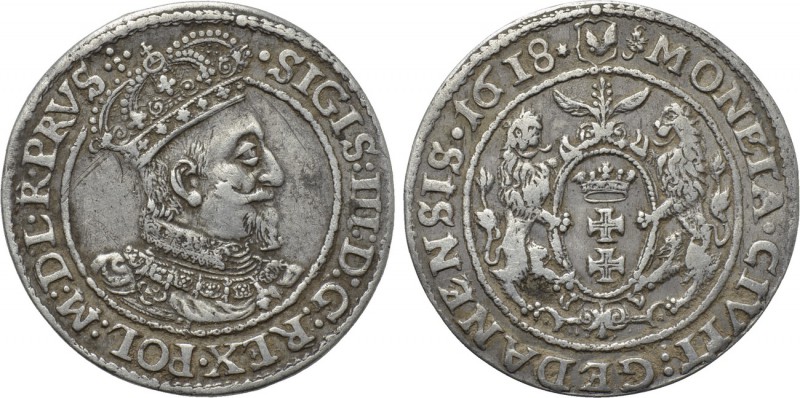 POLAND. Sigismund III Vasa (1587-1632). Ort (1618). Gdansk (Danzig). 

Obv: SI...