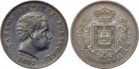 PORTUGAL. Carlos I (1889-1908). 500 Réis (1893). Lisboa (Lisbon).