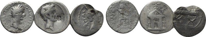 3 Denari of Augustus and Tiberius. 

Obv: .
Rev: .

. 

Condition: See pi...