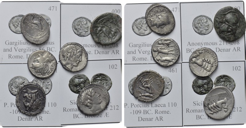 6 Ancient Coins; Roman Republic and Sicily. 

Obv: .
Rev: .

. 

Conditio...