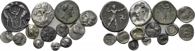 13 Greek coins. 

Obv: .
Rev: .

. 

Condition: See picture.

Weight: g...