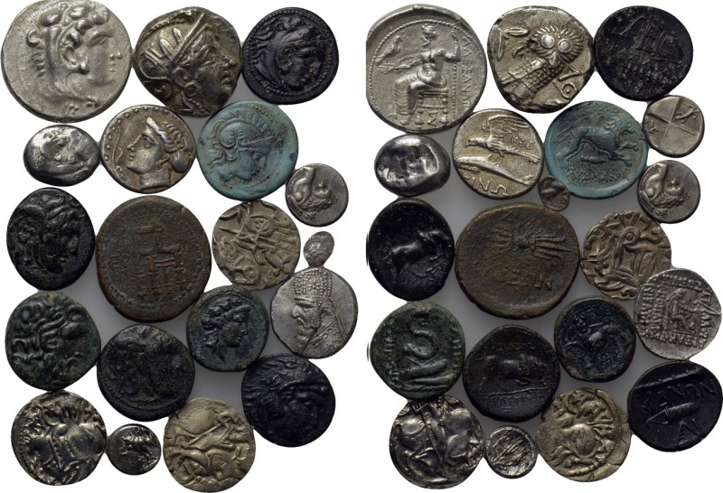 19 Greek coins. 

Obv: .
Rev: .

. 

Condition: See picture.

Weight: g...