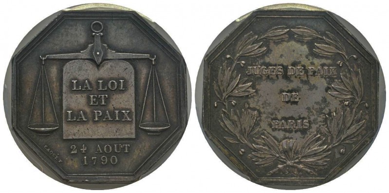 Jeton Octagonal, 1790, Juges de Paix de Paris, AE poinçon Lampe 31 mm
Avers : LA...