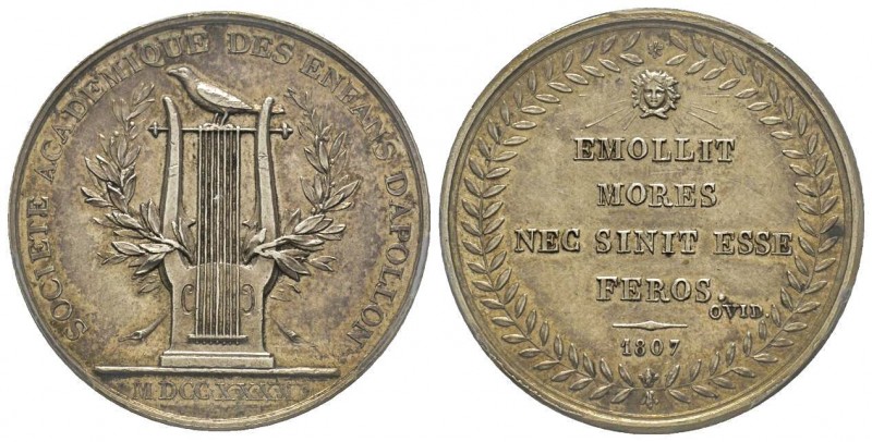 Premier Empire, Société des enfants d'Apollon, 1807 Paris, AG 30 mm
Avers : SOCI...