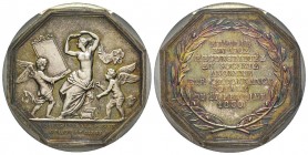 Charles X 1824-1830 Jeton Octagonal, 1830, Manufactures de St. Gobain, Chauny et Cirey, AG 32 mm poinçon Corne
PCGS MS64. Conservatiuon exceptionnelle...