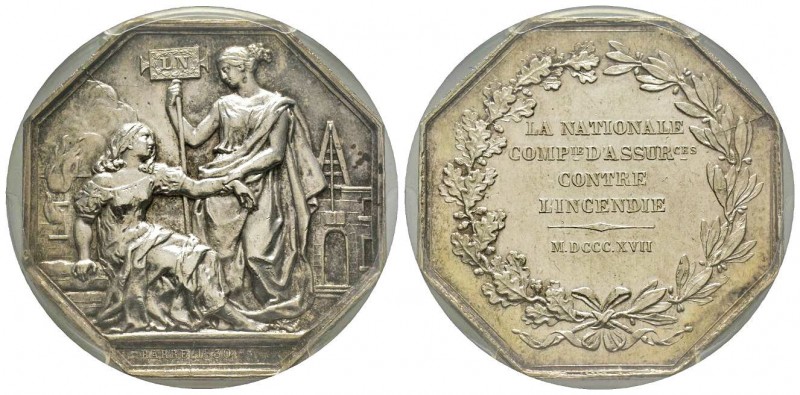 Jeton, 1830, AG 35 mm Poinçon Abeille
Avers: La Prévoyance
Revers: LA NATIONALE ...