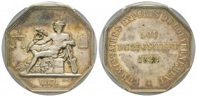 Jeton Octagonal, 1831, Commissaires experts du gouvernement, AG 32 mm par Domard poinçon Corne
PCGS AU55