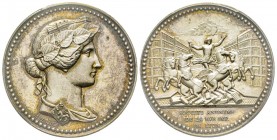 Jeton en argent, Pose de la première pierre de la rue Impériale le 7 mai 1855 de Lyon, AG 33 mm poinçon Corne
PCGS MS62