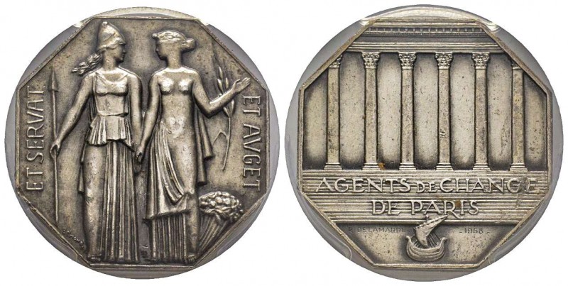 Jeton, 1958, Compagnie des Agents de Change de Paris, AG 31 mm poinçon Corne
PCG...