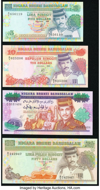 Brunei Negara Brunei Darussalam 5; 10; 50 Ringgit 1989-95 Pick 14; 15; 16a; 25 R...