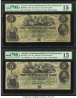 Canada Moncton, NB- Westmorland Bank 5 Dollars 1.8.1861 Ch.# 800-12-06a Two Examples PMG Choice Fine 15. 

HID09801242017