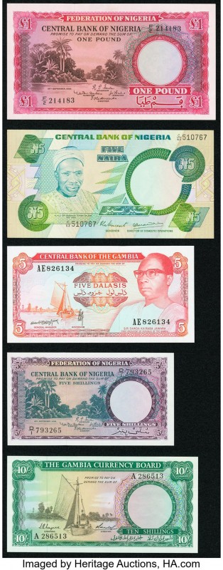 A Quintet of African Notes from Gambia and Nigeria. Choice Crisp Uncirculated. 
...