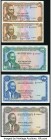 Kenya Central Bank of Kenya 5 Shillings 1969 Pick 6a; 1971 Pick 6b; 10 Shillings 1969 Pick 7a; 20 Shillings 1969 Pick 8a; 50 Shillings 1971 Pick 9b Ch...