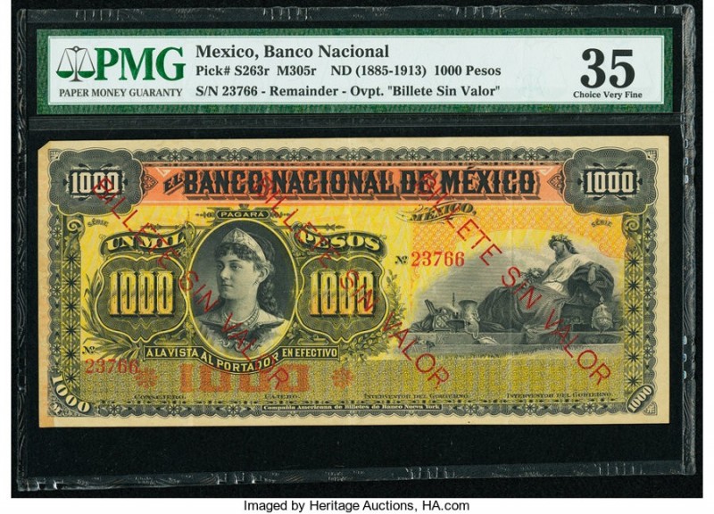 Mexico Banco Nacional de Mexico 1000 Pesos ND (1885-1913) Pick S263r s M305r Rem...