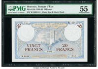 Morocco Banque d'Etat du Maroc 20 Francs 1.3.1945 Pick 18b PMG About Uncirculated 55. 

HID09801242017