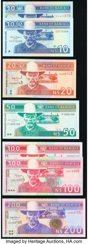 Namibia Bank of Namibia 10; 50; 100 Dollars ND (1993) Pick 1a; 2a; 3a; 10 Dollar...