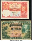 Sarawak Government of Sarawak 1 Dollar 1935 Pick 20; 10 Cents 1940 Pick 25c Fine-Very Fine or Better. 

HID09801242017