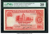 Scotland North of Scotland Bank Ltd. 5 Pounds 1.7.1940 Pick S645 PMG Very Fine 30. 

HID09801242017