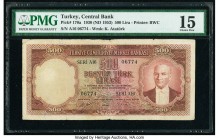 Turkey Central Bank of Turkey 500 Lira 1930 (ND 1953) Pick 170a PMG Choice Fine 15. 

HID09801242017