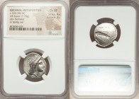 LUCANIA. Metapontum. Ca. 330-280 BC. AR stater (23mm, 7.78 gm, 9h). NGC Choice XF 4/5 - 3/5. Head of Demeter right, crowned with grain; ΔAI before / M...