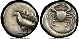 SICILY. Acragas. Ca. 500-470 BC. AR didrachm (19mm, 4h). NGC Fine. AKRA, eagle standing left / Crab seen from above within round incuse. HGC 2, 93.

H...