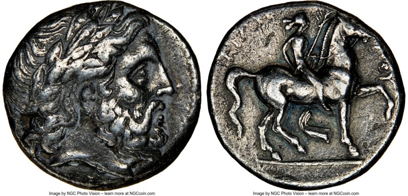 MACEDONIAN KINGDOM. Philip II (359-336 BC). AR tetradrachm (24mm, 11h). NGC Choi...