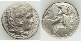 MACEDONIAN KINGDOM. Philip III Arrhidaeus (323-317 BC). AR tetradrachm (26mm, 16.15 gm, 7h). AU, porosity. Babylon. Head of Heracles right, wearing li...