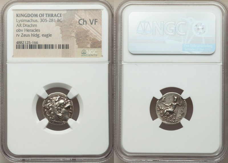 THRACIAN KINGDOM. Lysimachus (305-281 BC). AR drachm (17mm, 1h). NGC Choice VF. ...