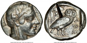 ATTICA. Athens. Ca. 455-440 BC. AR tetradrachm (23mm, 17.16 gm, 1h). NGC Choice VF 5/5 - 2/5, test cut. Early transitional issue. Head of Athena right...