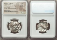 ATTICA. Athens. Ca. 440-404 BC. AR tetradrachm (26mm, 17.19 gm, 3h). NGC MS 5/5 - 3/5. Mid-mass coinage issue. Head of Athena right, wearing crested A...