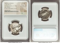 ATTICA. Athens. Ca. 440-404 BC. AR tetradrachm (29mm, 17.19 gm, 7h). NGC Choice AU 5/5 - 4/5. Mid-mass coinage issue. Head of Athena right, wearing cr...