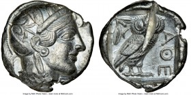 ATTICA. Athens. Ca. 440-404 BC. AR tetradrachm (26mm, 17.17 gm, 5h). NGC Choice AU 5/5 - 2/5, test cut. Mid-mass coinage issue. Head of Athena right, ...