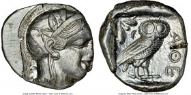 ATTICA. Athens. Ca. 440-404 BC. AR tetradrachm (26mm, 17.16 gm, 10h). NGC Choice AU 3/5 - 2/5, test cut, brushed. Mid-mass coinage issue. Head of Athe...