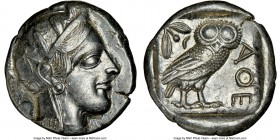 ATTICA. Athens. Ca. 440-404 BC. AR tetradrachm (25mm, 17.17 gm, 7h). NGC AU 5/5 - 4/5. Mid-mass coinage issue. Head of Athena right, wearing crested A...