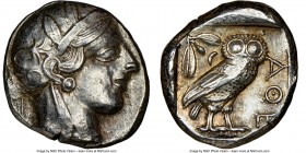 ATTICA. Athens. Ca. 440-404 BC. AR tetradrachm (24mm, 17.21 gm, 7h). NGC AU 4/5 - 4/5. Mid-mass coinage issue. Head of Athena right, wearing crested A...