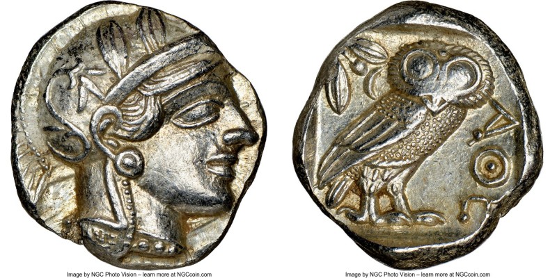 ATTICA. Athens. Ca. 440-404 BC. AR tetradrachm (25mm, 17.21 gm, 1h). NGC AU 4/5 ...