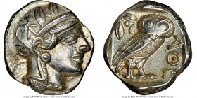 ATTICA. Athens. Ca. 440-404 BC. AR tetradrachm (25mm, 17.21 gm, 1h). NGC AU 4/5 - 4/5. Mid-mass coinage issue. Head of Athena right, wearing crested A...