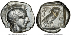 ATTICA. Athens. Ca. 440-404 BC. AR tetradrachm (26mm, 17.18 gm, 12h). NGC AU 5/5 - 2/5, test cut. Mid-mass coinage issue. Head of Athena right, wearin...