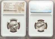ATTICA. Athens. Ca. 440-404 BC. AR tetradrachm (23mm, 17.15 gm, 1h). NGC Choice XF 5/5 - 5/5. Mid-mass coinage issue. Head of Athena right, wearing cr...