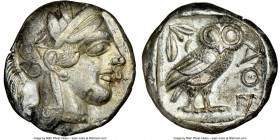 ATTICA. Athens. Ca. 440-404 BC. AR tetradrachm (24mm, 17.14 gm, 2h). NGC Choice XF 5/5 - 3/5, edge cut. Mid-mass coinage issue. Head of Athena right, ...
