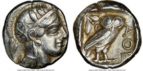 ATTICA. Athens. Ca. 440-404 BC. AR tetradrachm (24mm, 17.17 gm, 2h). NGC XF 5/5 - 4/5. Mid-mass coinage issue. Head of Athena right, wearing crested A...