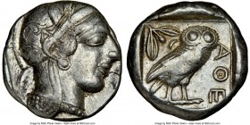 ATTICA. Athens. Ca. 440-404 BC. AR tetradrachm (23mm, 17.12 gm, 11h). NGC Choice VF 3/5 - 2/5, test cut. Mid-mass coinage issue. Head of Athena right,...