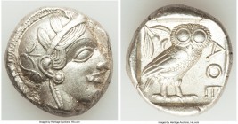 ATTICA. Athens. Ca. 440-404 BC. AR tetradrachm (24mm, 17.23 gm, 1h). XF. Mid-mass coinage issue. Head of Athena right, wearing crested Attic helmet or...