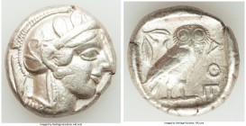 ATTICA. Athens. Ca. 440-404 BC. AR tetradrachm (25mm, 17.17 gm, 7h). VF. Mid-mass coinage issue. Head of Athena right, wearing crested Attic helmet or...