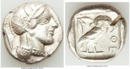 ATTICA. Athens. Ca. 440-404 BC. AR tetradrachm (26mm, 17.16 gm, 4h). XF, test cut. Mid-mass coinage issue. Head of Athena right, wearing crested Attic...