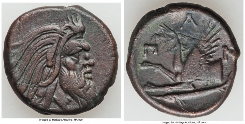 CIMMERIAN BOSPORUS. Panticapaeum. 4th century BC. AE (22mm, 8.68 gm, 9h). VF. Be...