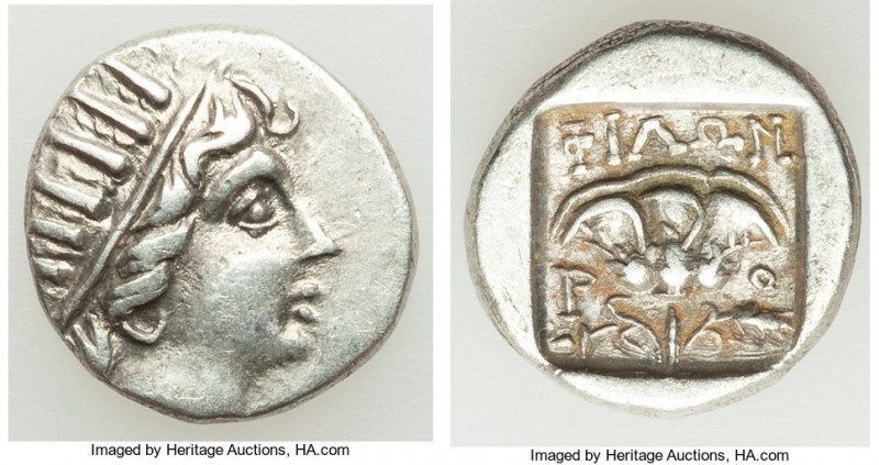CARIAN ISLANDS. Rhodes. Ca. 88-84 BC. AR drachm (14mm, 2.28gm, 11h). VF. Plintho...
