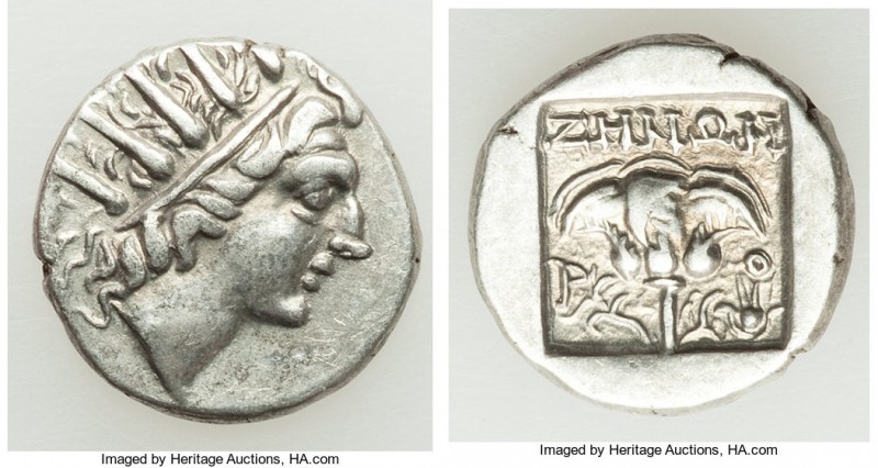 CARIAN ISLANDS. Rhodes. Ca. 88-84 BC. AR drachm (14mm, 2.29 gm, 12h). XF. Plinth...